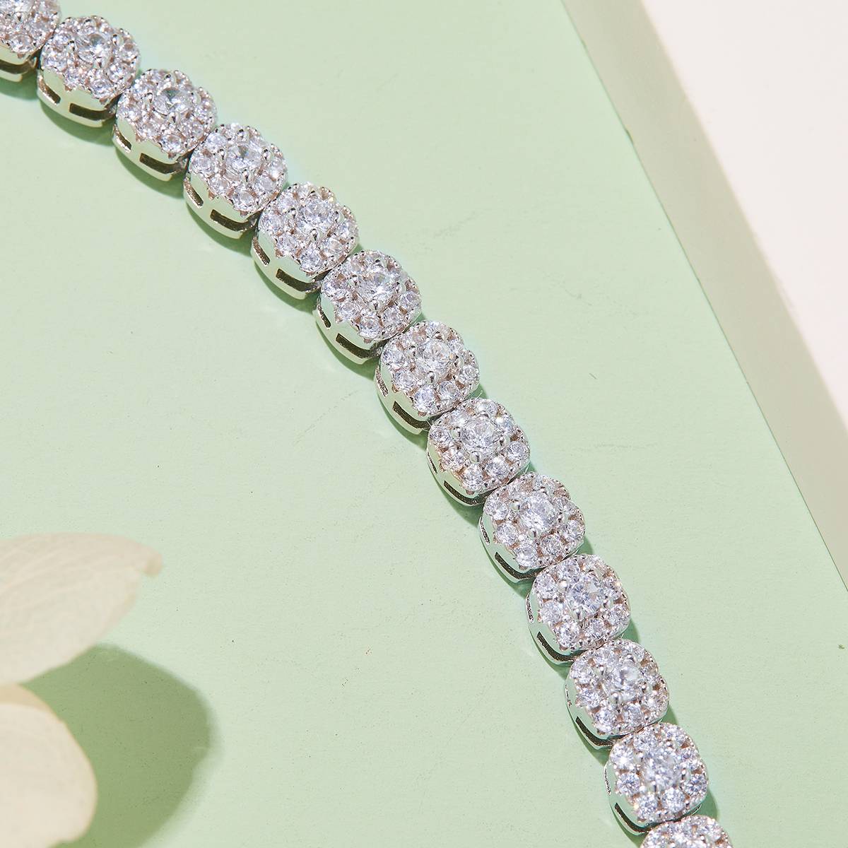 Classic square bag tennis bracelet S925 silver plated 18K white gold moissanite D-grade 3.5CT18CM